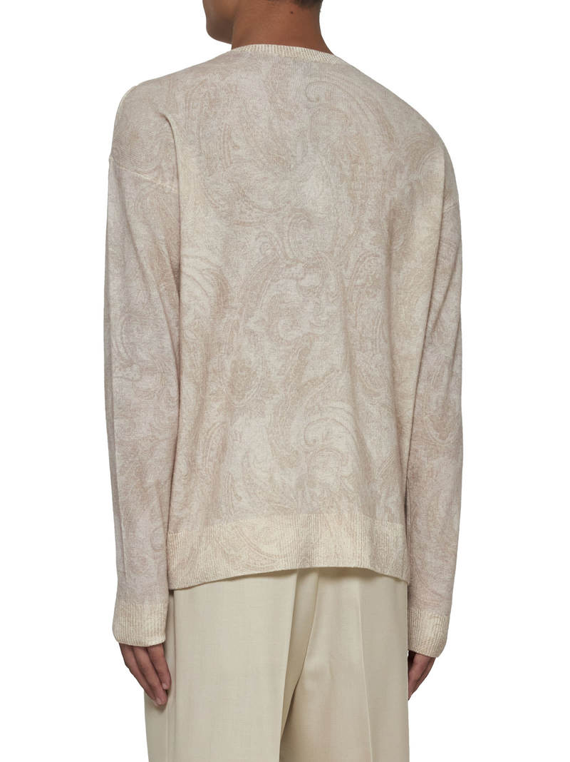 Etro Beige Pullover With Inlaid Paisley Motif Pullover - Brown