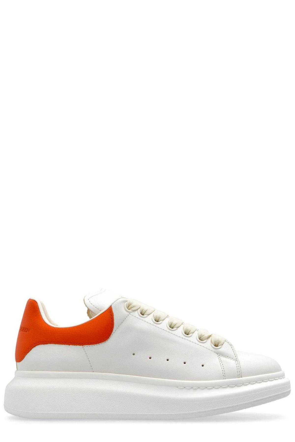 Alexander McQueen Leather Sneakers - Off White/Orange - Image 1 of 4