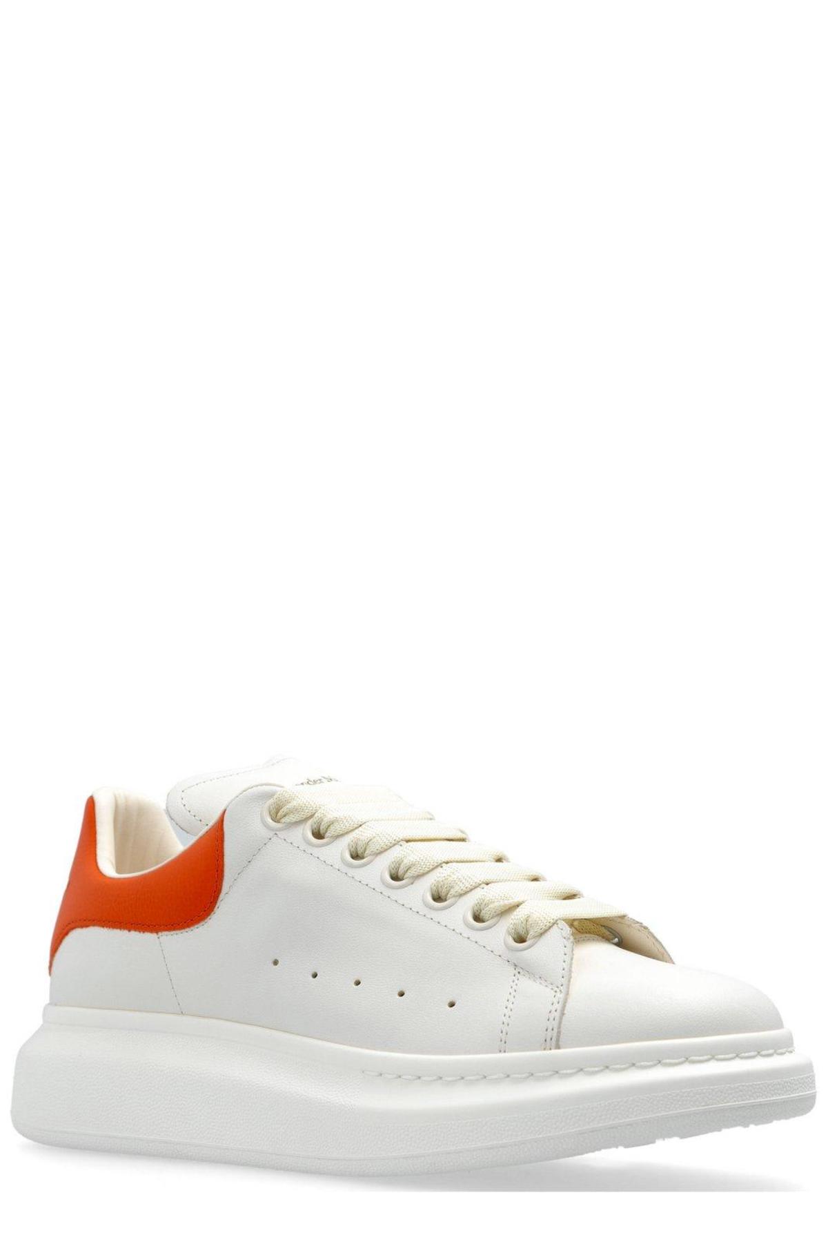Alexander McQueen Leather Sneakers - Off White/Orange - Image 2 of 4