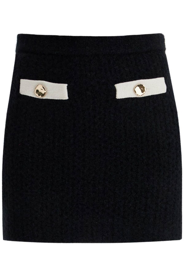 Self-Portrait Cashmere Mini Skirt - Black