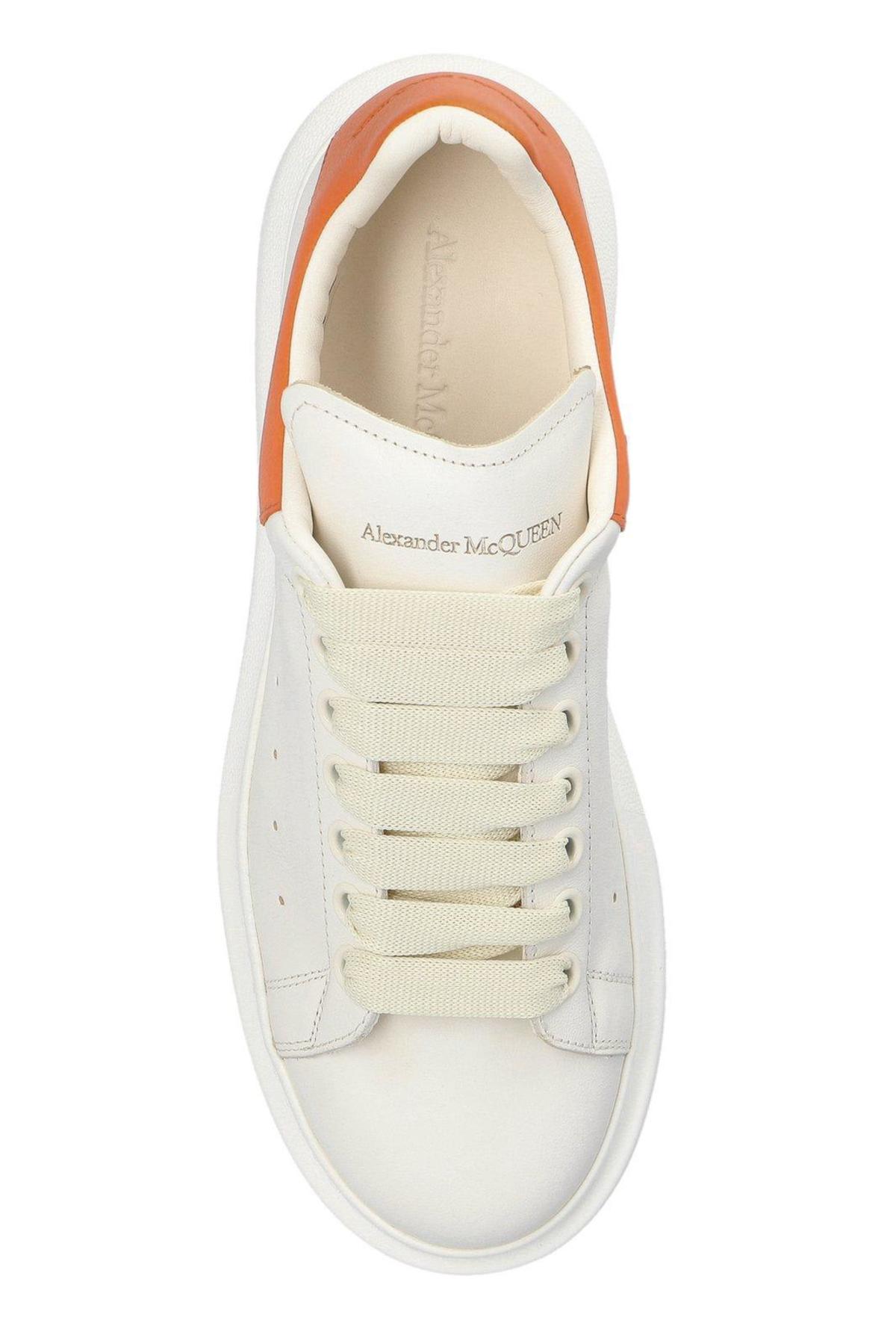 Alexander McQueen Leather Sneakers - Off White/Orange - Image 4 of 4
