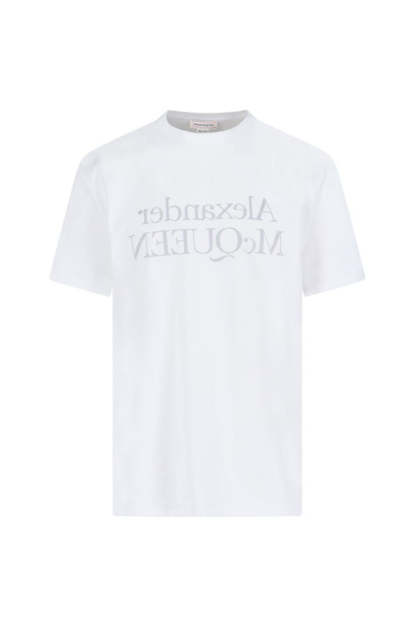 Alexander McQueen Reflective Logo Printed T-shirt - White/Silver