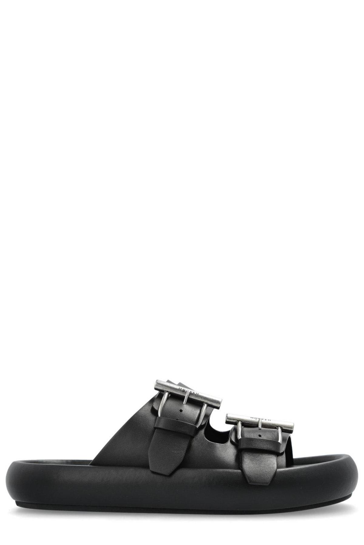 Alexander McQueen Leather Sandals - Black/silver - Image 1 of 4