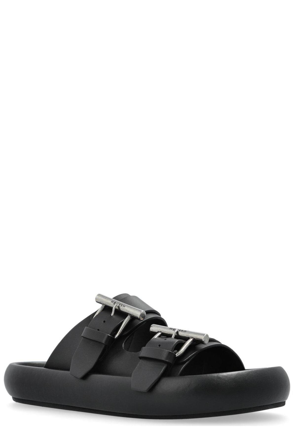 Alexander McQueen Leather Sandals - Black/silver - Image 2 of 4