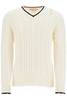 Marni Cable Knit V-Neck Sweater - White - Thumbnail 1