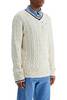 Marni Cable Knit V-Neck Sweater - White - Thumbnail 2