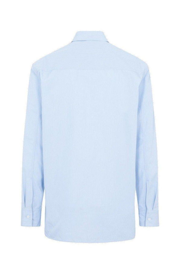 Jil Sander Logo Embroidered Long-Sleeved Shirt - Azzurro