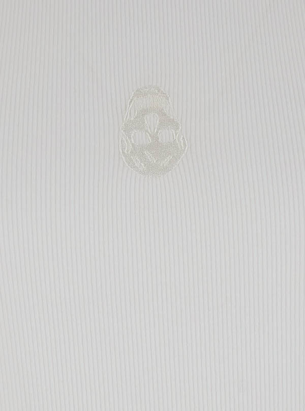 Alexander McQueen Upside Down Skull Embroidery Top - White