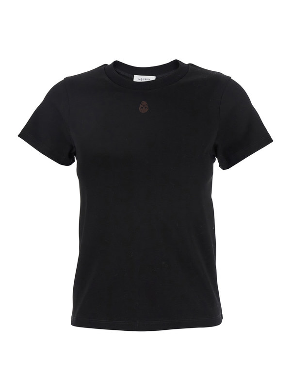 Alexander McQueen Crewneck T-shirt With Skull Embroidery - Black