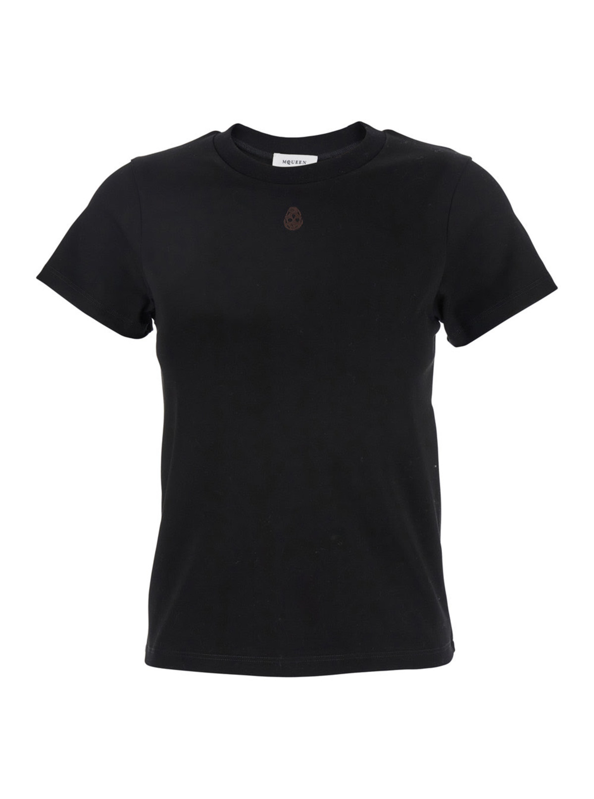 Alexander McQueen Crewneck T-shirt With Skull Embroidery - Black - Image 1 of 3