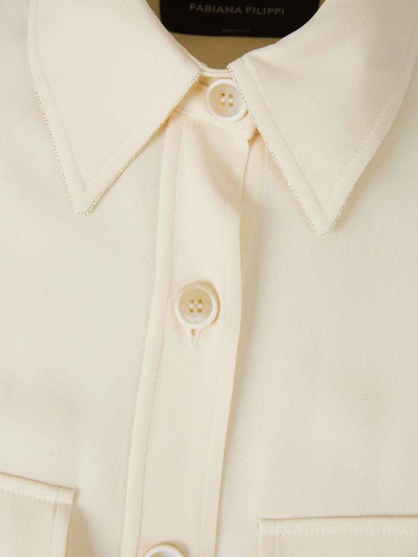 Fabiana Filippi Bead-detailed Elasticated Hem Jacket - Cream