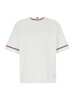 Thom Browne Crewneck T-shirt with RWB Detail on Neck and Sleeve - White - Thumbnail 1