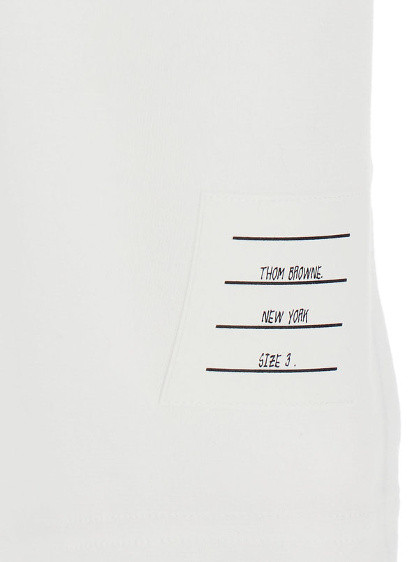 Thom Browne Crewneck T-shirt with RWB Detail on Neck and Sleeve - White