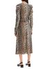 Ganni Leopard Print Satin Ruched Midi Dress - Brown - Thumbnail 3