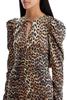 Ganni Leopard Print Satin Ruched Midi Dress - Brown - Thumbnail 4