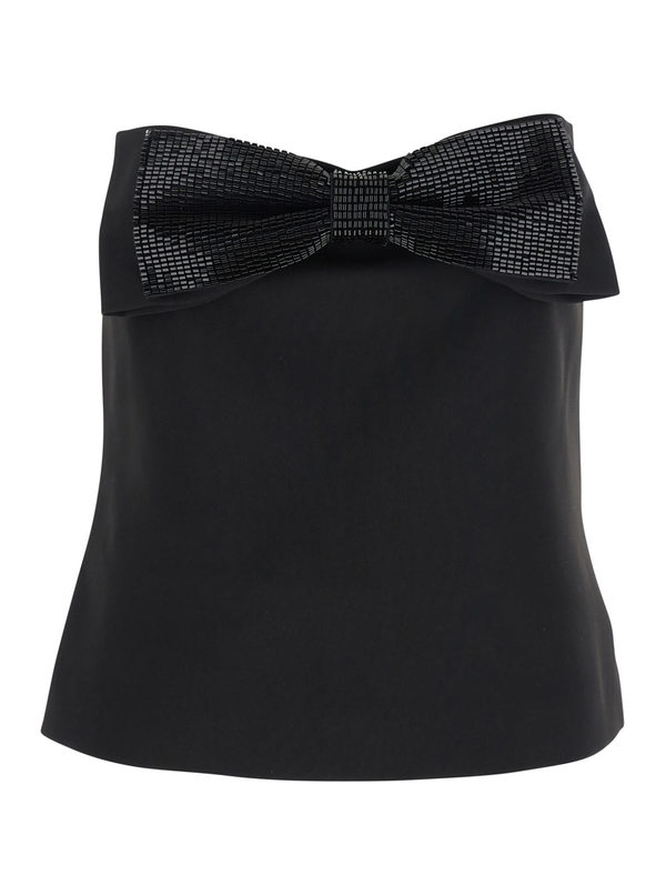 Self-Portrait Bow Bandeau Top - Black