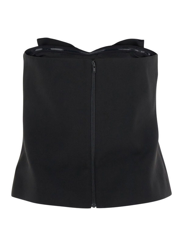 Self-Portrait Bow Bandeau Top - Black