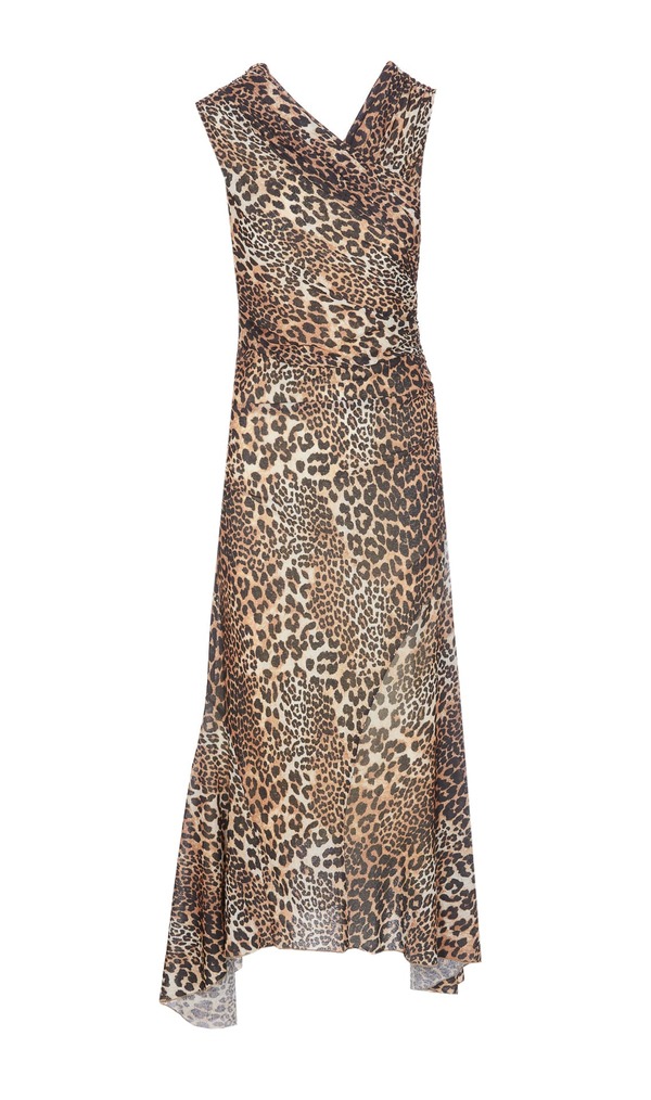Ganni Marl Mesh Leopard Dress - Beige Ganni Marl Mesh Leopard Dress - Beige