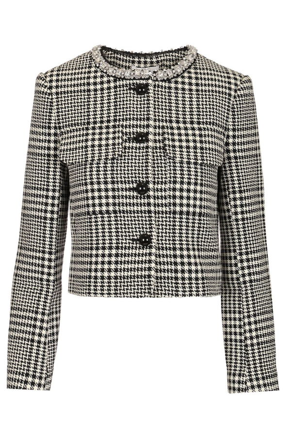 Self-Portrait Wool Houndstooth Tailored Jacket - Multicolor