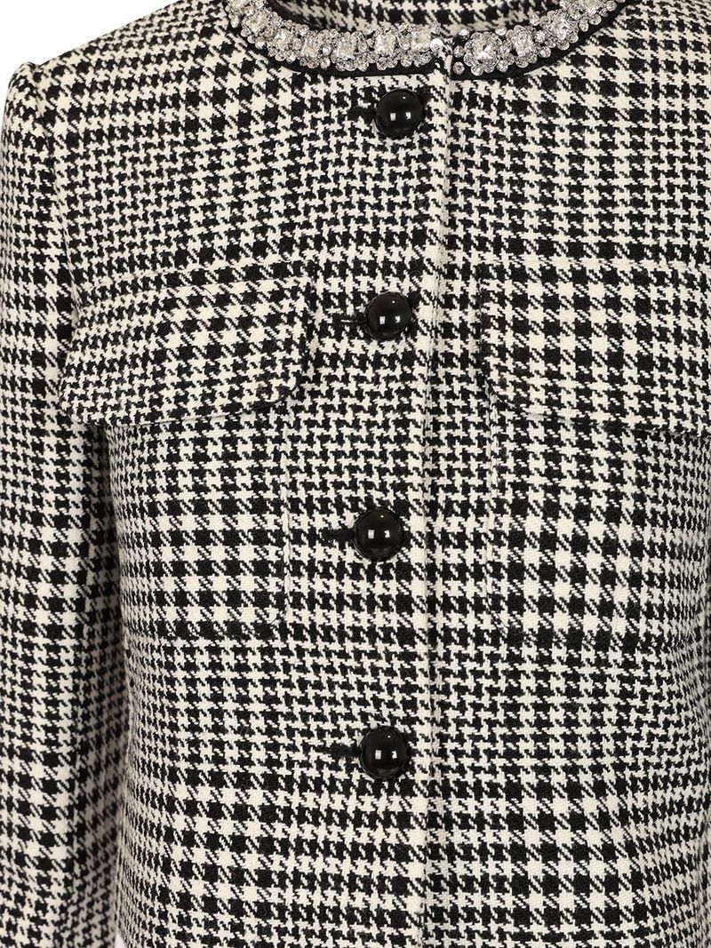 Self-Portrait Wool Houndstooth Tailored Jacket - Multicolor