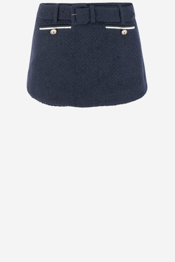 Self-Portrait Bouclé Culottes - Blue