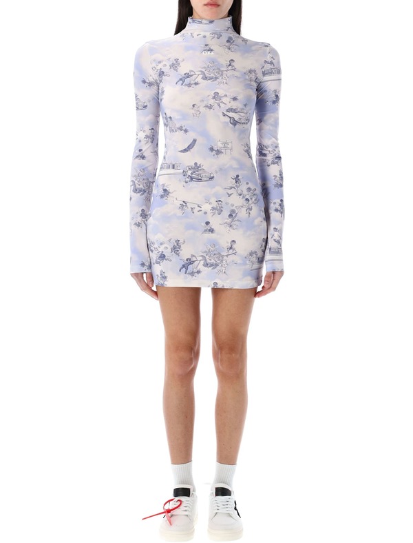 Off-White Fresco Short Dress - White Lilac