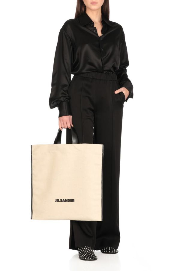 Jil Sander Border Book Tote Square Tote Bag - Ivory