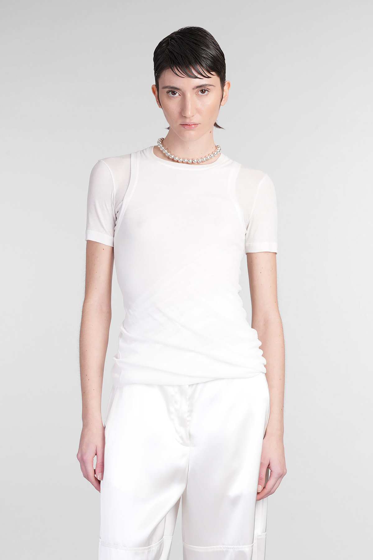 Jil Sander Crew Neck Long Sleeve Top - White - Image 1 of 5