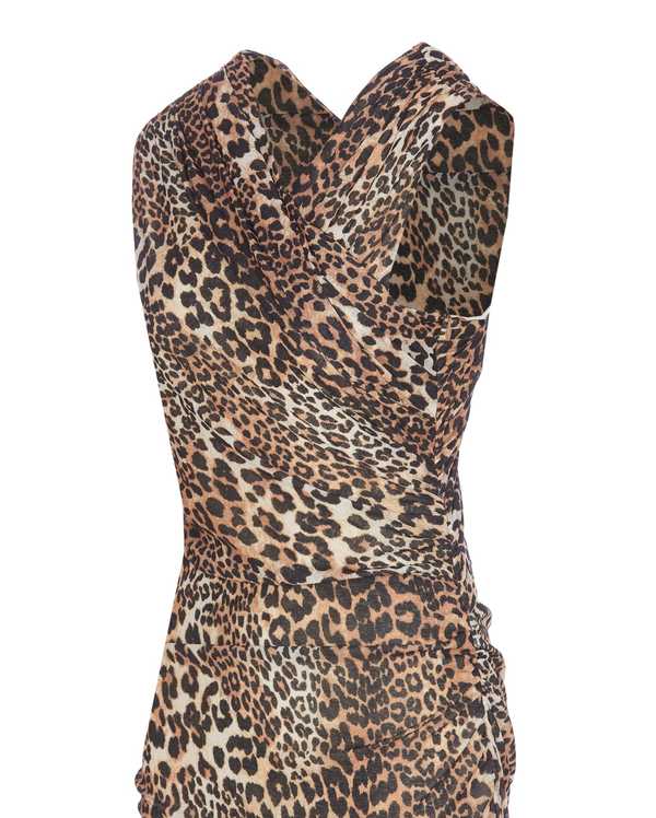 ganni printed mesh dress leopard Ganni Leopard Print Midi Dress