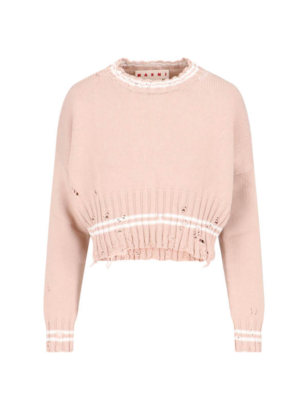 Marni Crop Crew Neck Sweater - Pink