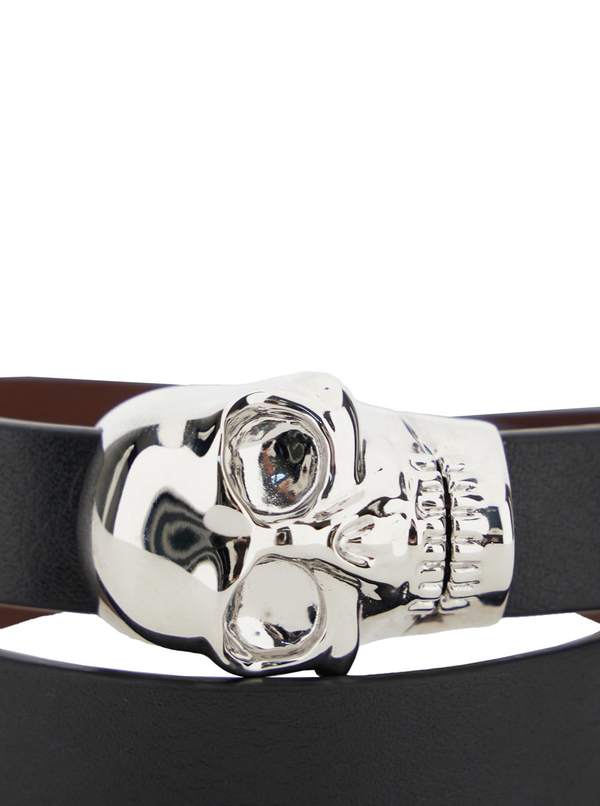 Alexander McQueen Skull Double Wrap Bracelet - BLK/PALLADIUM