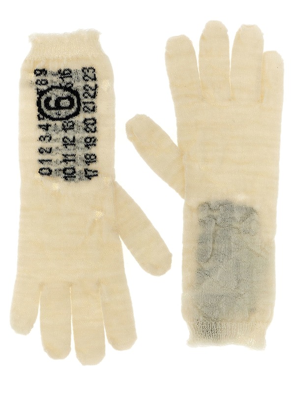 MM6 Maison Margiela Numeric Signature MM6 Gloves - White/Black