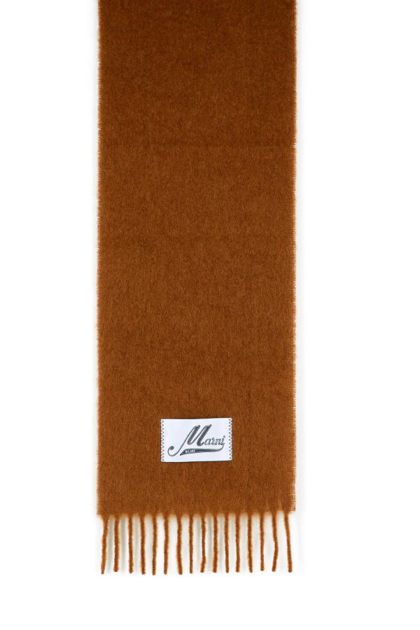 Marni Brushed Alpaca Blend Scarf With Fringes - Brown