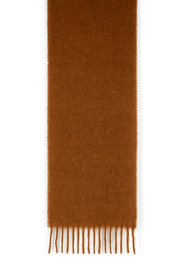 Marni Brushed Alpaca Blend Scarf With Fringes - Brown
