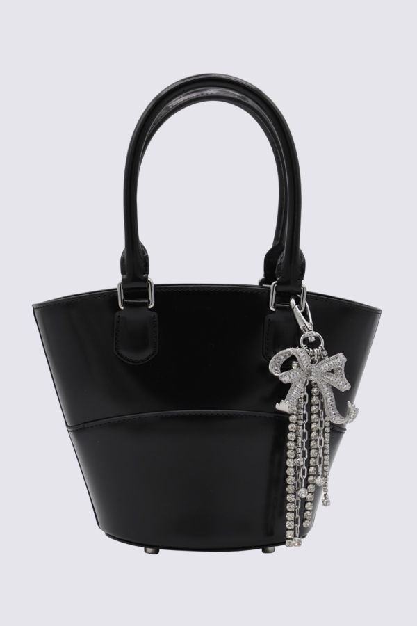 Self-Portrait Leather Top Handle Bag - Black
