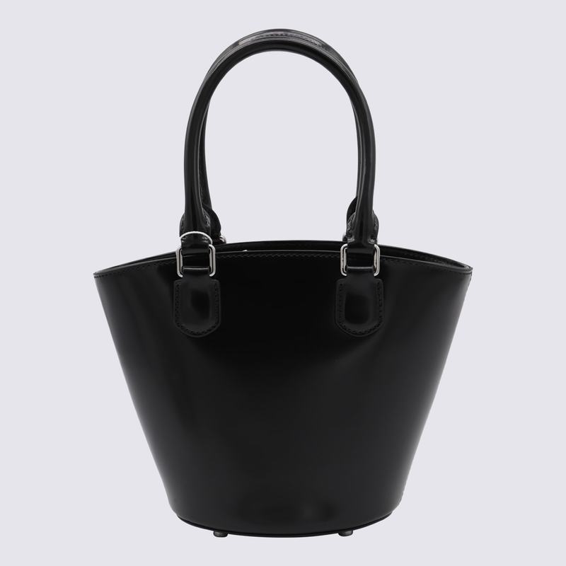 Self-Portrait Leather Top Handle Bag - Black