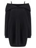 MM6 Maison Margiela Off-shoulder Hooded Dress - Black - Thumbnail 1
