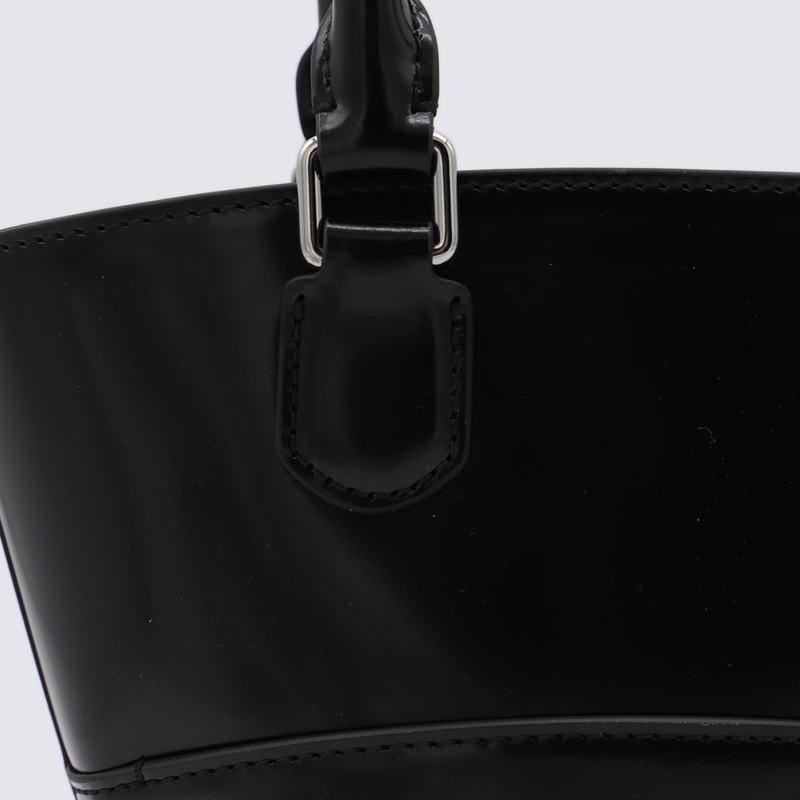 Self-Portrait Leather Top Handle Bag - Black