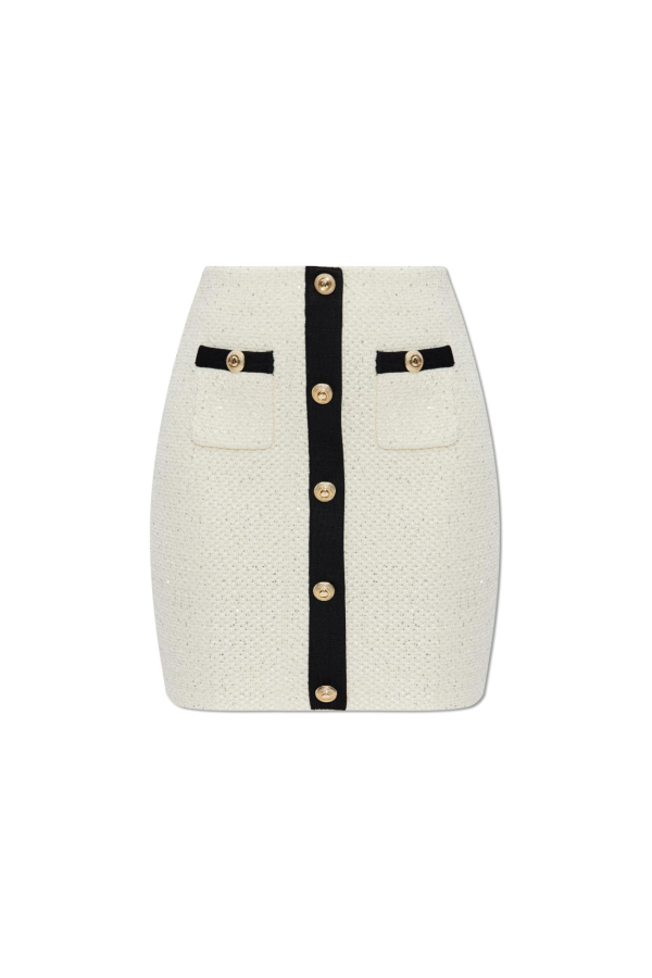 Self-Portrait Skirt With Shimmering Appliqués - Skirt - White/Black