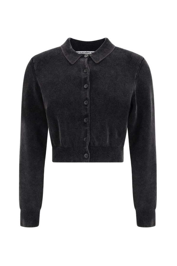 ALEXANDER WANG Polo Cardigan Crop Cardigan