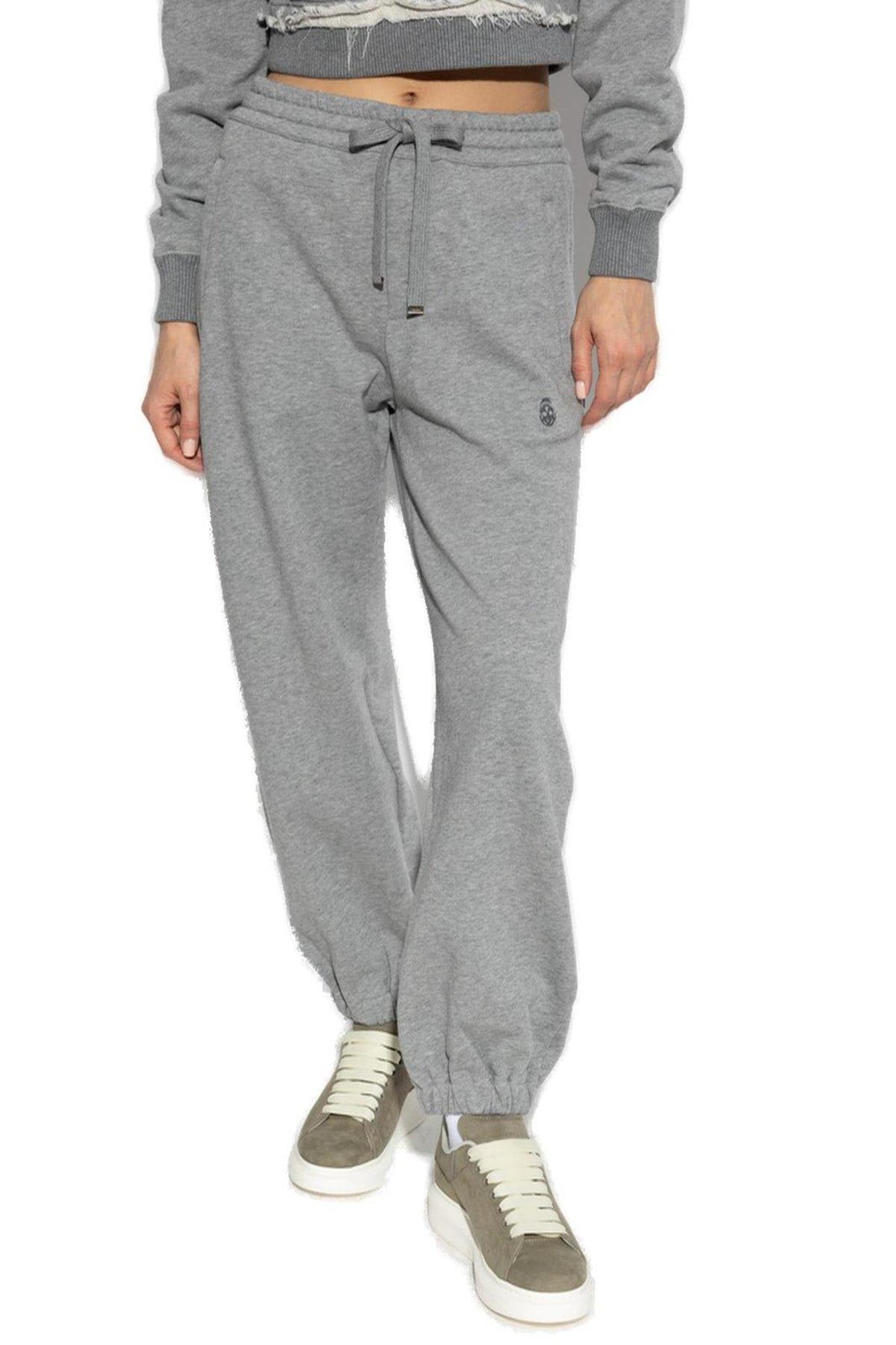 Alexander McQueen Skull Embroidered Tapered Sweatpants - Gray - Image 2 of 3