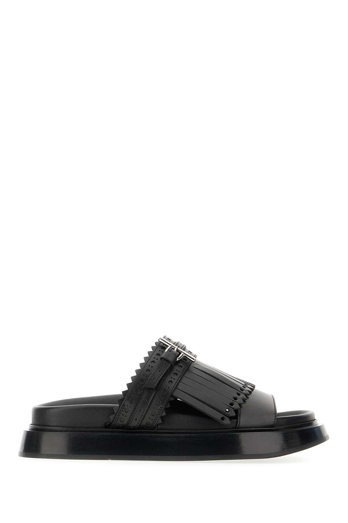Alexander McQueen Leather Slippers - Black Brunito - Image 1 of 3