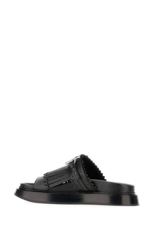 Alexander McQueen Leather Slippers - Black Brunito