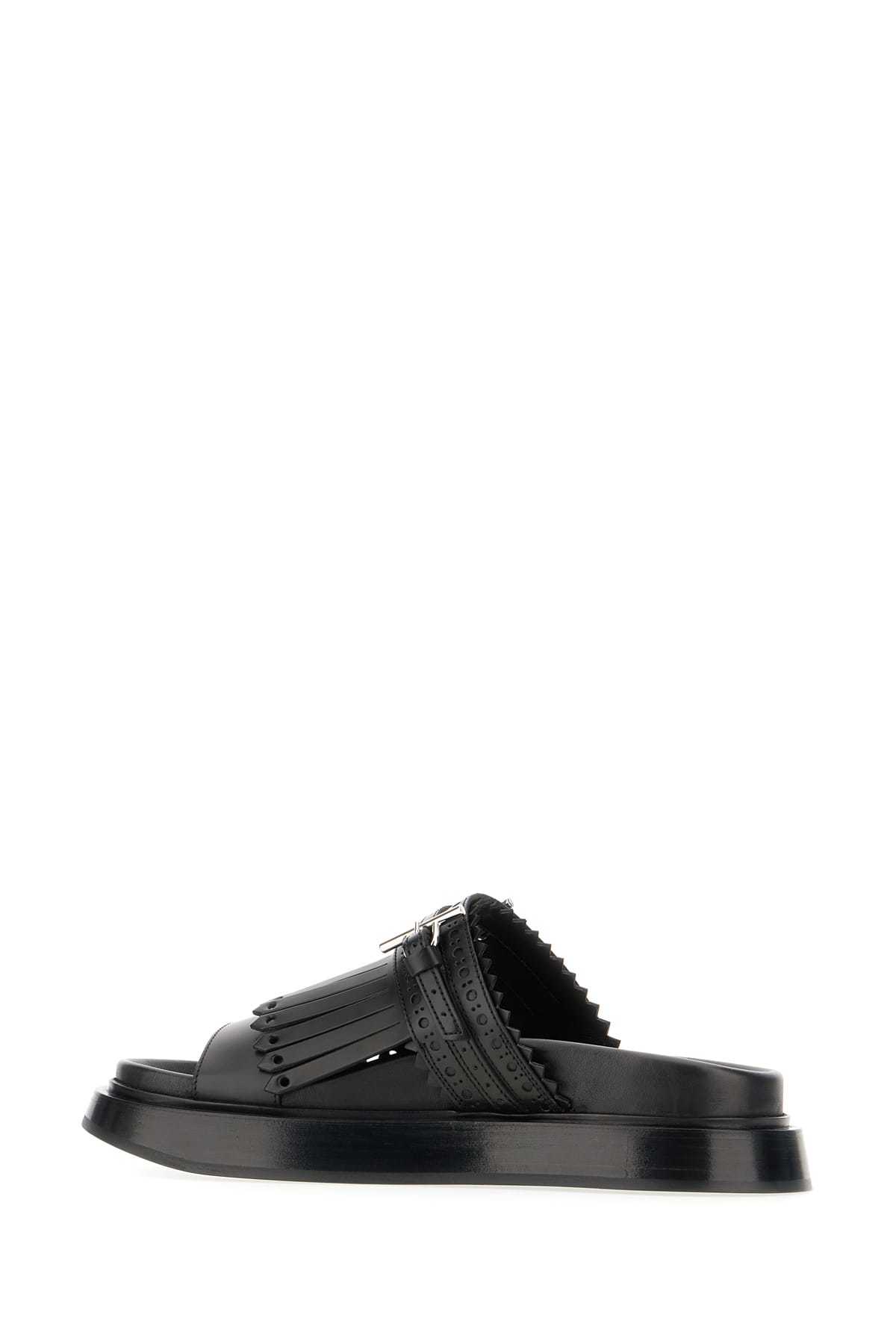 Alexander McQueen Leather Slippers - Black Brunito - Image 3 of 3