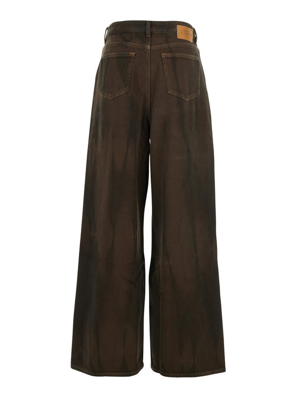 Ganni Brown Denim Wide-leg Jeans - Chicory Coffee