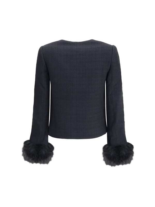 Self-Portrait Fur Cuffed Jacket