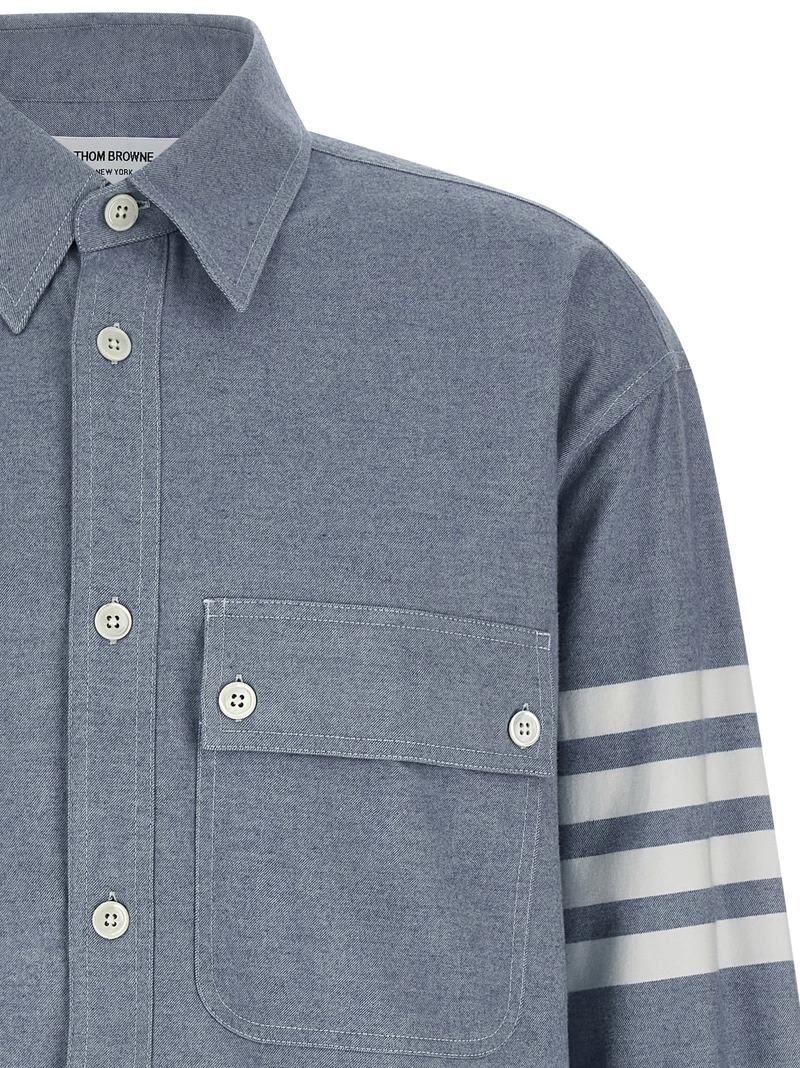 Thom Browne 4bar Flannel Shirt - Lightblue