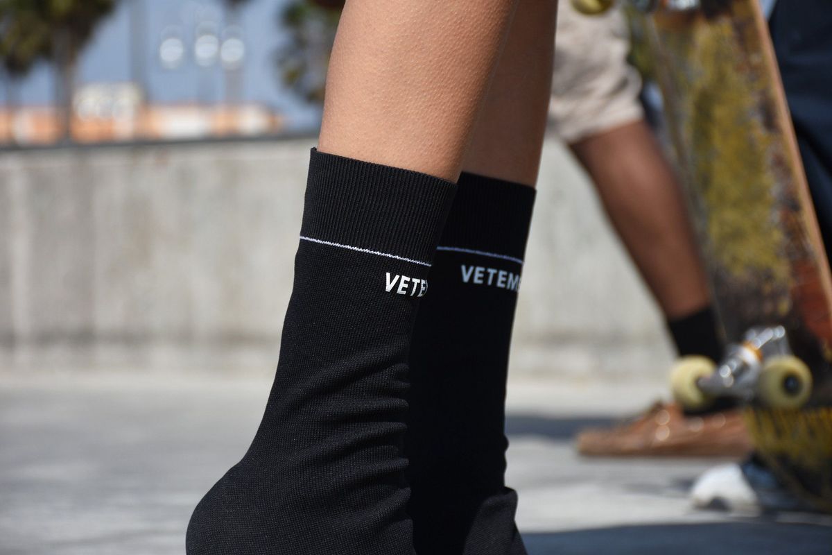 Vetements Sock Ankle Boot Black/Blue Garmentory