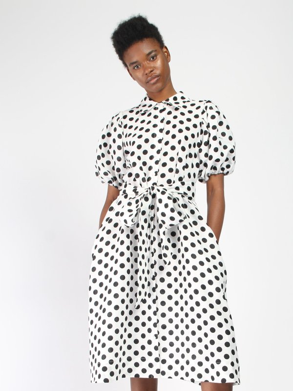 Lisa Marie Fernandez Pouf Linen Shirt Dress - Polka Dot | Garmentory Lisa Marie Fernandez Pouf Linen Shirt Dress - Polka Dot | Garmentory
