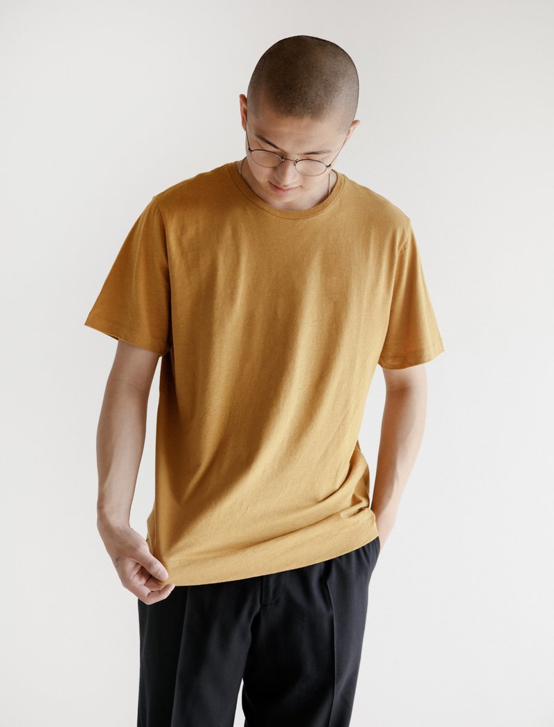 Margaret Howell Cotton Linen Jersey T-Shirt - Ochre | Garmentory